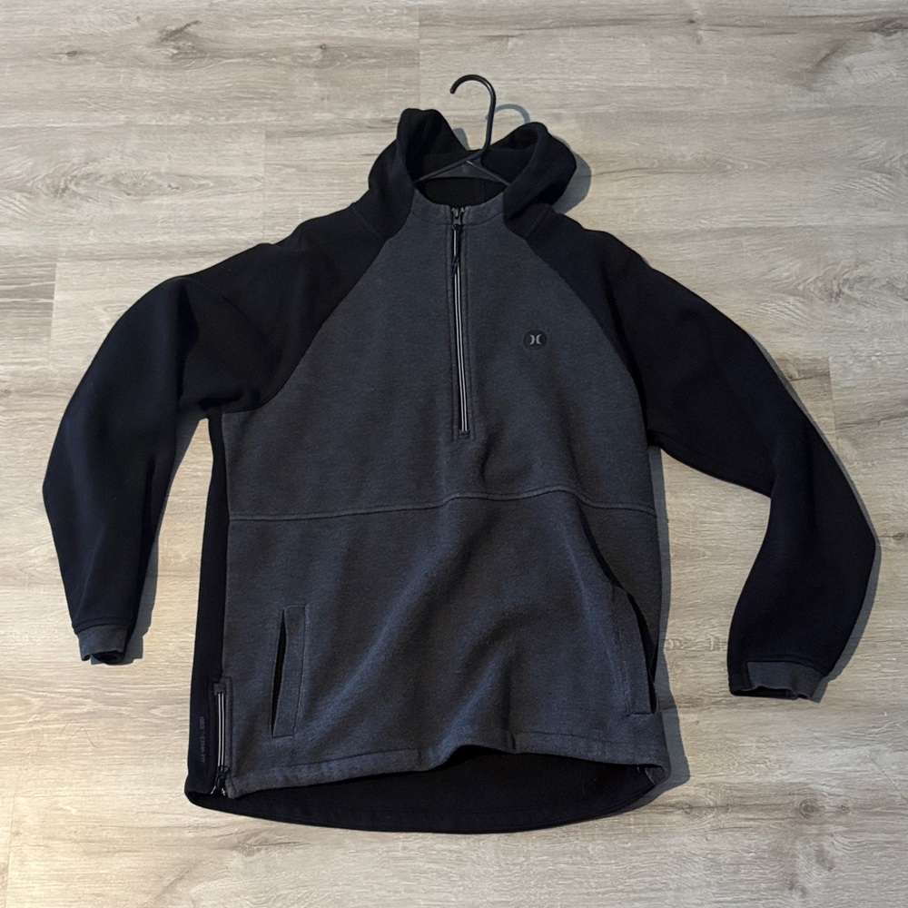 Men's Gray and Black Half-Zip Sweater